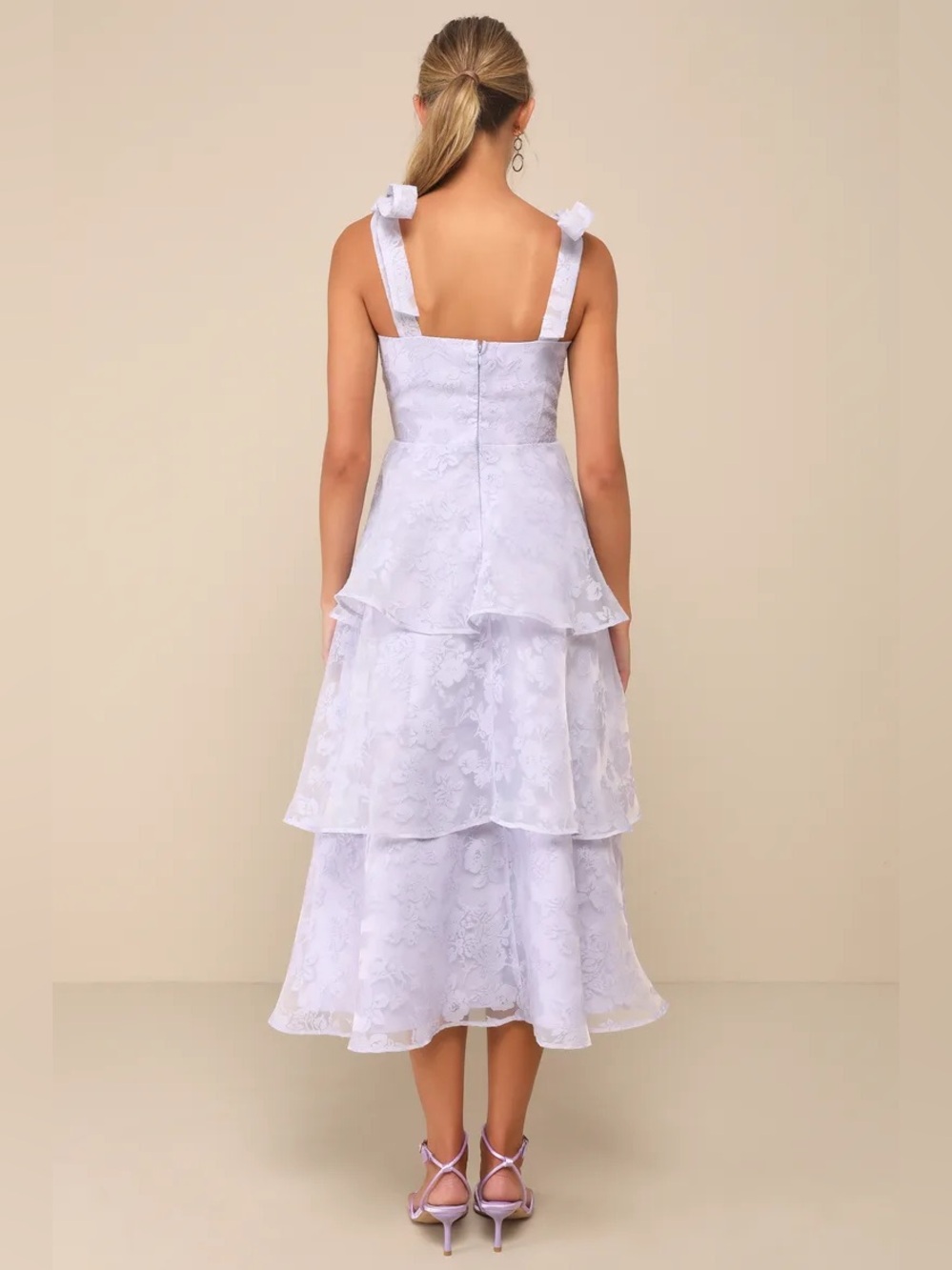 Lulus Glamorous Sweetie Lavender Burnout Tie-Strap Bustier Midi Dress - Picture 2 of 8